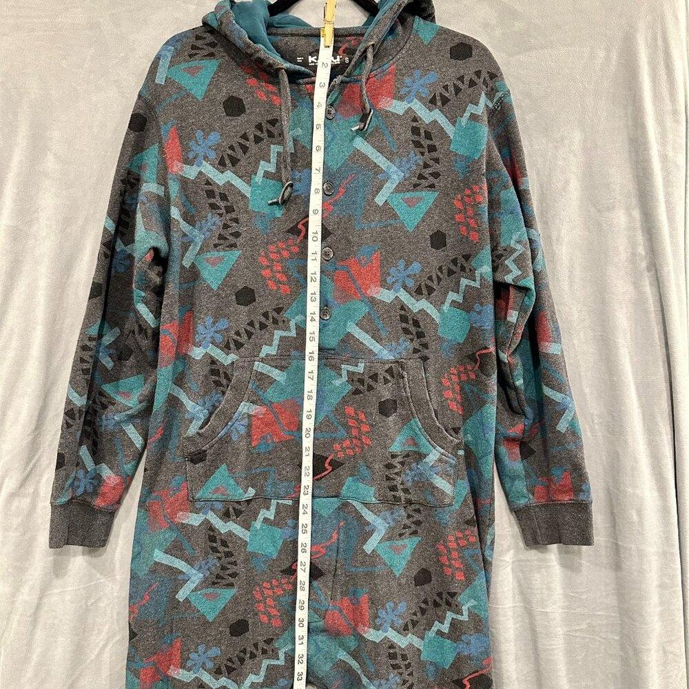 Kavu One Der Suit Small Geometric One Piece Pajama Jumpsuit Hoodie Sleepwear - Picture 10 of 11
